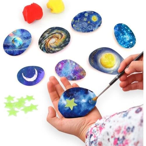 Kids Creative Handmade Pebble Stone Graffiti Painting Art DIY Drawing Toy Set Developmental Intelligence Educational Art Toys