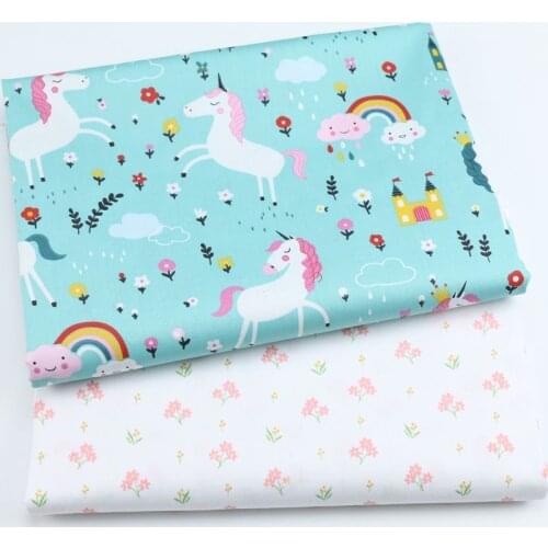 DIY Rainbow Horse Pattern Twill Cotton Fabric Bundle Sewing Quilt fabric Crafts for Handmade Sheet Pillowcase Curtain Tablecloth