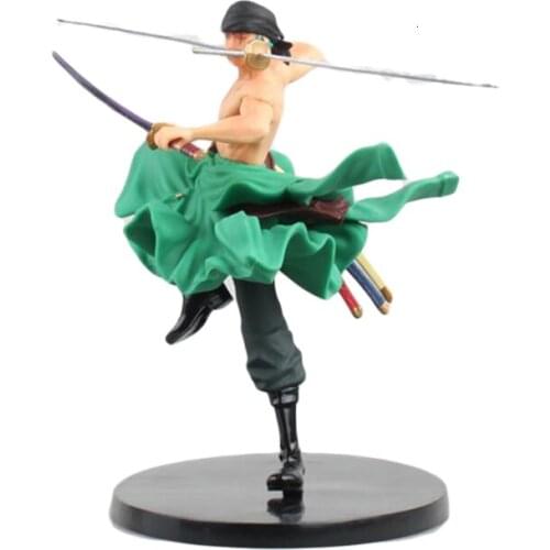 One Piece Roronoa Zoro Pvc 18cm Battle Ver Anime Model Action Figure Collection Three KnifeToy Exquisite Desktop Decoration