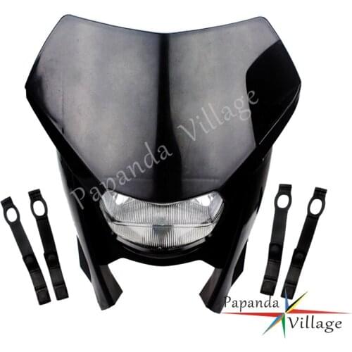 Papanda Black Supermoto Motocross Headlight Motorcycle Head Lamp Dual Sport for Suzuki Yamaha Honda Kawasaki