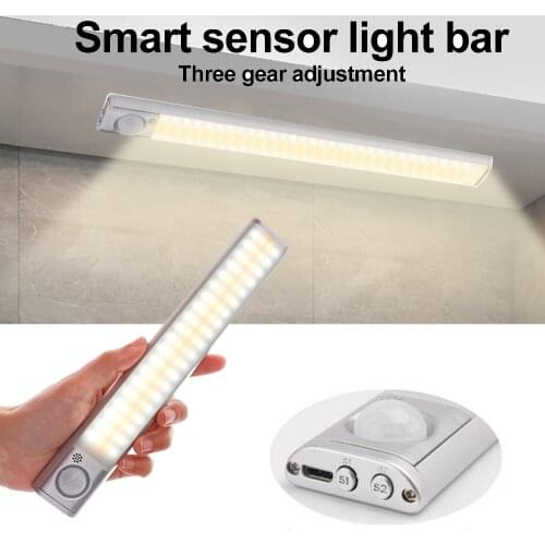 PIR Motion Sensor USB LED Under Cabinet Light Kitchen Lamp 30cm 39cm White + Warm White Adjustable Cupboard Wardrobe Night Light
