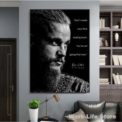Viking Figure Print Motivational Quote Oil Painting on Canvas Poster and Prints Movie Star Wall Art Bedroom Decor Picture