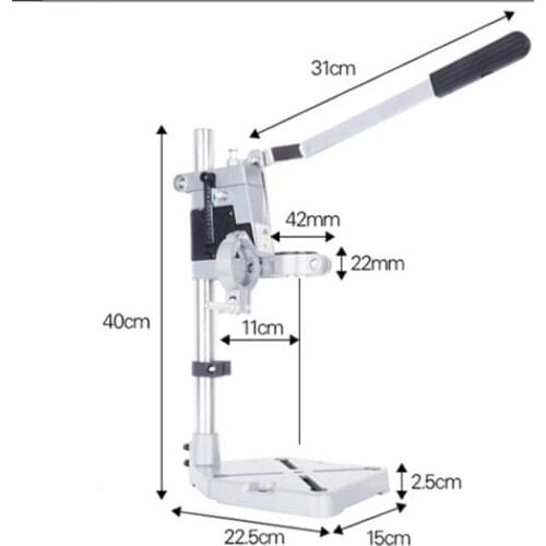 China Aluminum Drill Bench Bracket with Double Head Drill Base Electric Drill free shipping