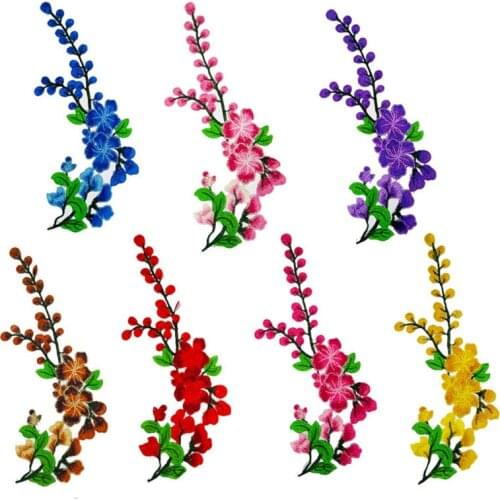 Lace applique for wedding dress floral rhinestone lace appliques patches Embroidery patch lace flowers NL380