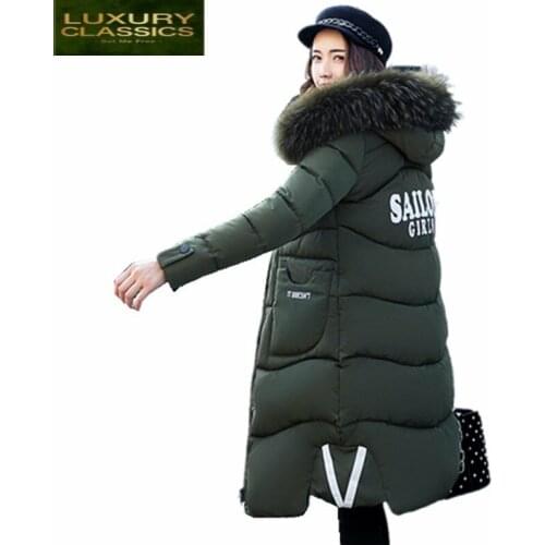 Winter 2021 New Fashion Jacket Women Warm Cotton Big Fur Collar Hooded Female Parka Black Chaqueta Mujer Outerwear CJ356