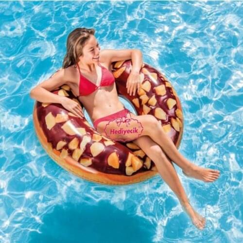 Pool Bed Chocolate Donut 114 Cm Large Size Inflatable Bagel Beds Pools Sea Toy and Pump Gift Summer Fun Durable real View