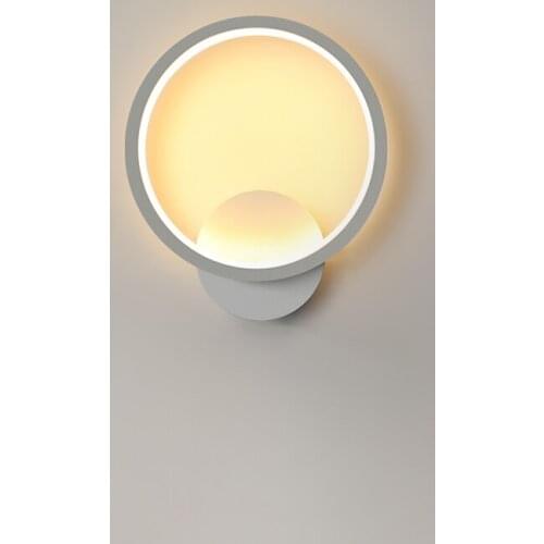 Nordic Wall Lamp Moedern Minimalist White Ring-shaped Wall Sconce Bedroom Bedside Living Room Decoration Foyer Led Light Fixture