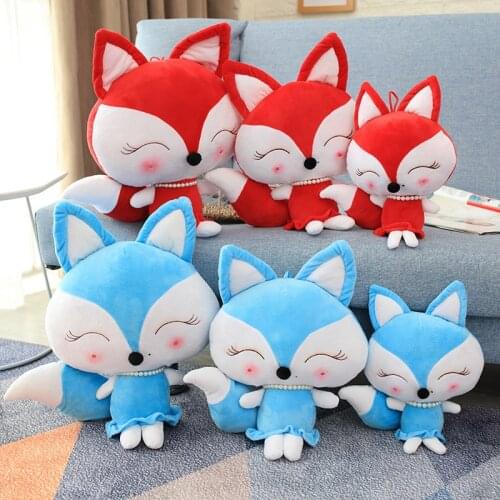 New 1pc Cute Red And Blue Little Fox Stuffed FOX IN 30/40/50CM Kawaii Animal Plush Toy Doll Baby KidS Gift Mini Plush Toys