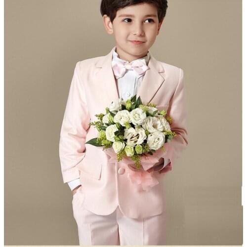 New solid color fashion boy suit three-piece suit (jacket + pants + vest) childrens dance party formal dress