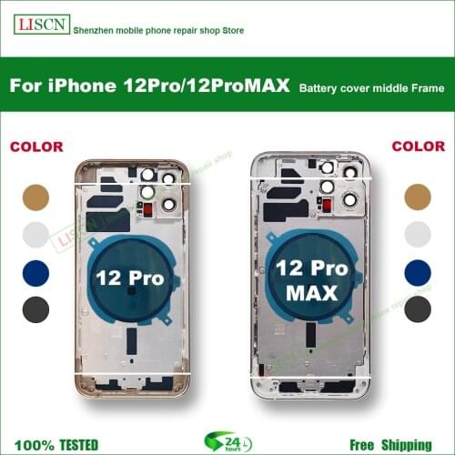 New Housing For iPhone 12pro/12pro max Battery Back Cover + Middle Chassis Frame + SIM Tray + Side Key Parts For iPhone 12pro