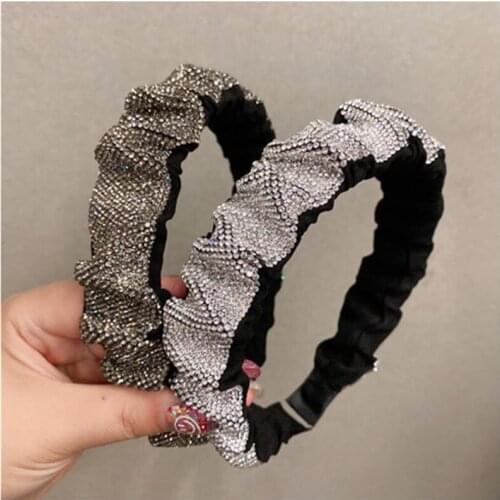 Luxury Full Crystals Headband Crown Antique Style Hair Ornament Party Headpiece Tiny Bow Hairbands Solid Women Headdress