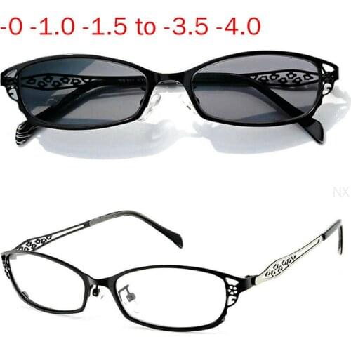 2020 New Metal Frame Prescription Eyeglasses Women Photochromic Myopia Optical Sunglasses Diopter 0 -0.5 -1.0 -1.5 To -4.0 NX