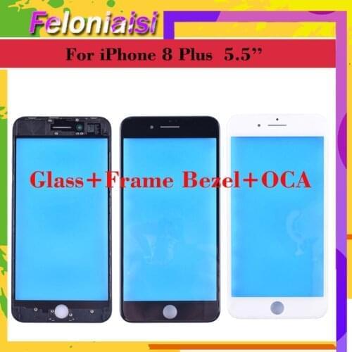 OEM Quality 3 In 1 For iPhone 8 8G 8 Plus 8plus Front Glass+Frame Bezel+OCA Touch Screen Outer Panel Lens Repair Part
