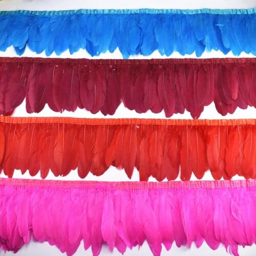 Wholesale 10Meters Goose Feathers Trims Fringe Geese Feather Ribbon Black White Feathers for Crafts Wedding Feathers Decoration