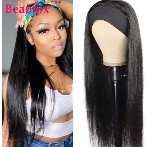 Beaufox Straight Headband Wig Human Hair Wigs Malaysian Hair Wigs For Women Remy Glueless Straight Human Hair Wigs With Headband