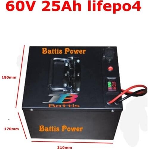Customize 60v 25ah lifepo4 lithium battery pack with BMS for 1500W 25000W bike scooter cleanness car bicycle + 5A charger