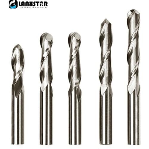 Practical Generic 10PC 1/13" 2mm 2Flutes Carbide Ball Nose End Mills CNC Bits 22mm Flute Length Router Bit Knives