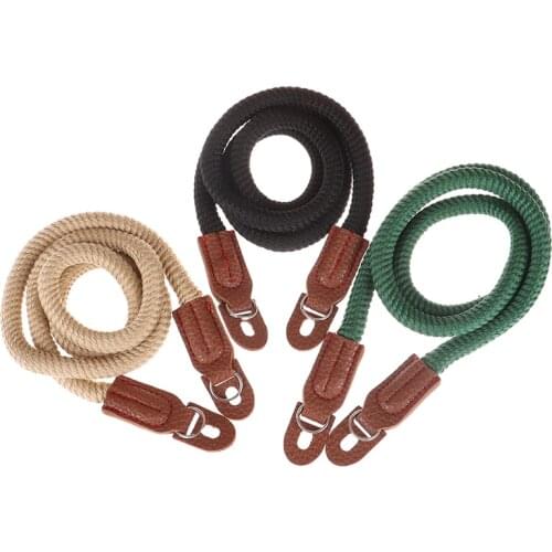 1Pcs Fashion Design Cotton Rope Camera Neck Strap Vintage Shoulder Strap Leather Lanyard