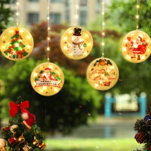 Christmas Elements Round Curtain Suction Cup Hanging String Light Party Decor