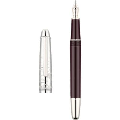 Retro Moonman P135 Metal Resin Fountain Pen Desert Eagle Beautiful Cap Pearl Top EF/Small Bent Nib Dark Red Writing Office Pen