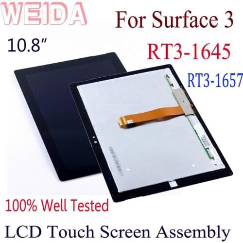 WEIDA LCD Replacement For Microsoft Surface 3 RT3 RT 1645 10.8" LCD Display Touch Screen Assembly Surface RT3 1657 LCD