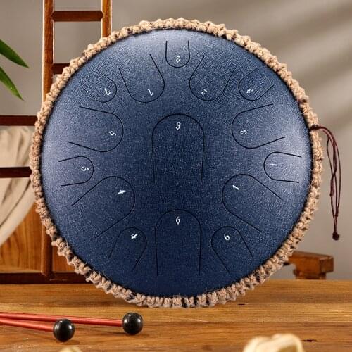 Steel Tongue Drum 13 inch 15 tone Drum D Key Tank Drum Percussion Instrument Yoga 12.5 inch 11 Note C Key Hand Pan Drum