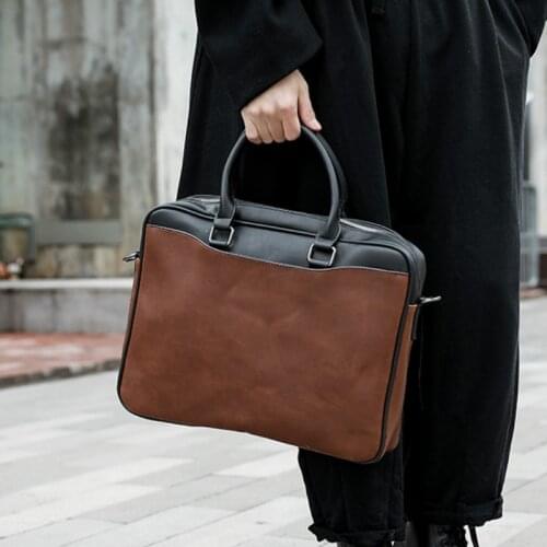 Tidog Korean handbag mens Retro Crazy Horse Leather Briefcase