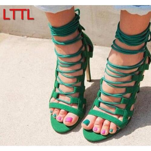 Shoes 2017 Women Fashion Sandals Lace-up Strappy Sandals Sexy High Heel Women Cut-outs Cage Boots Summer Sandals Boots Party