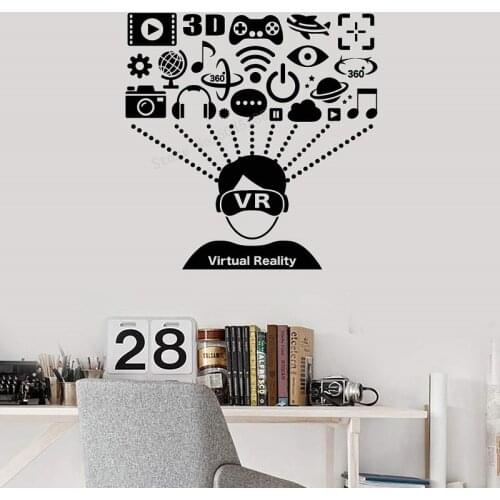 Vinyl Wall Decal Virtual Reality VR Headset User Player Player Art Wall Stickers Mural Game Hall Internet Cafe Decoration LL1300