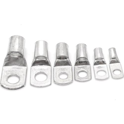 20pcs SC6-5/6 M4/M5/M6/M8 4mm2 6mm2 10/16/25mm2 35/50mm2 4mm 5mm 6mm 8mm Bolt Hole Tinned Copper Cable lugs Battery Terminals