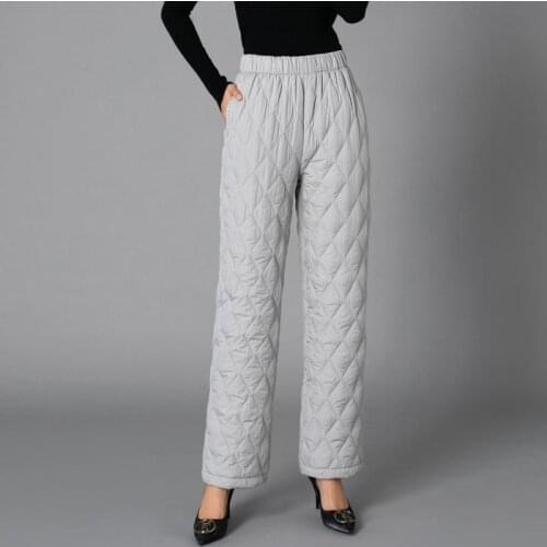 Winter Women Down Cotton Pants Plus Size Trousers Fashion Thick Warm Thermal Female Warm Trousers High Waist Straight Pants X566