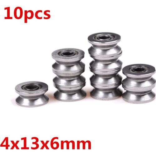 10pcs 4x13x6mm V624ZZ V Groove Roller Wheel Small Ball Bearings Pulley Wheels Bearing Wire Track Guide