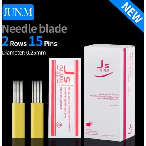 10pc/Lot 2 Rows 15Pin Microblading Needles Blade For Permanent Eyebrow Manual Beauty Makeup Tattoo Needles For Manual Pen