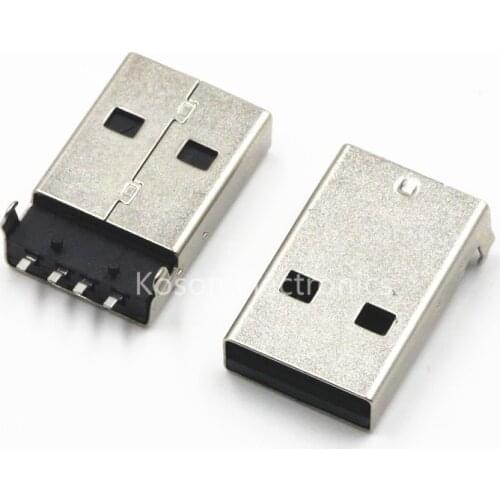 10pcs USB A-type male 180-pin SMD socket head bent male USB plug seat