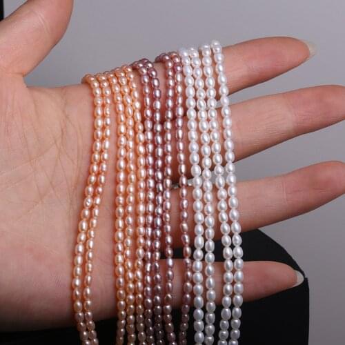 100% Natural Freshwater Pearl Rice Shape Beads for Jewelry Making DIY Bracelet Necklace 3-4mm