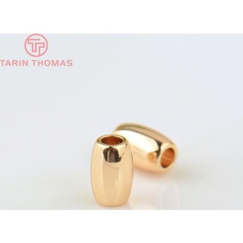 20PCS 3.8x6MM Hole 1.6MM 24K Gold Color Plated Brass Cylindrical Spacer Beads Bracelet Beads High Quality Jewelry Accessories