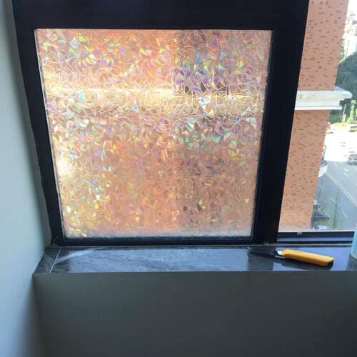 3D Laser Rainbow Window Film Static Cling Privacy Film Glass Sticker Thicken No-adhesive Pvc Film Kitchen Home Decorative Films