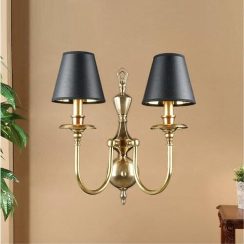American bedroom bedside wall lamp double living room background wall lamp full copper aisle lamp European restaurant cafe light