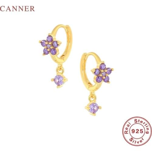 CANNER 925 Sterling Silver Earrings For Women Colored Petals Earrings Dangle Gold Jewelry Ear Piercing Unusual 2021 Trend