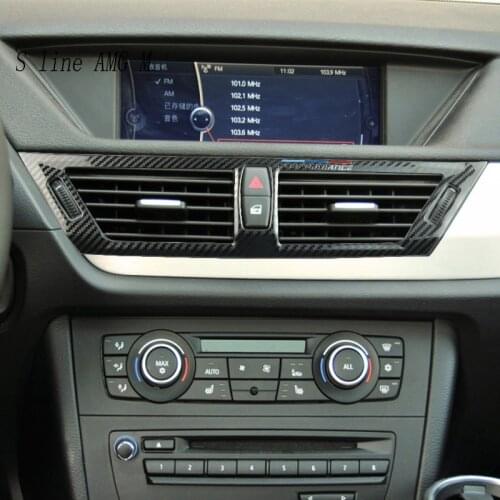 For BMW X1 E84 For M Performance Carbon Fiber Car Centrol Console front Air Conditioning Outlet Vent Frame Car Interior stickers