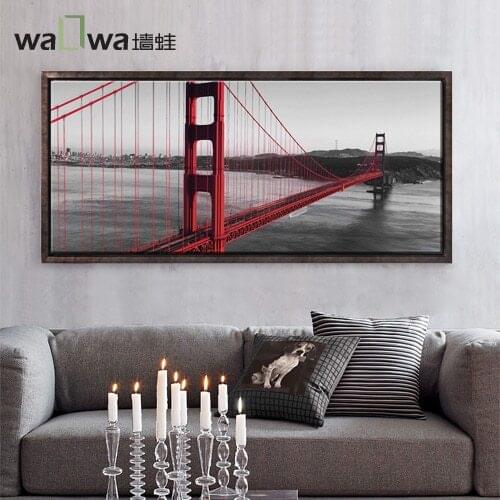 Golden Gate Bridge wall frog large frameless mural paintings sofa living room wall decoration painting Office