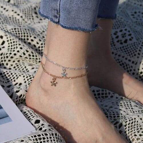 Bohemian Starfish Pendant Anklets for Women Boho Cubic Anklet 2021 Ankle Bracelet on Leg Anklet Punk Jewellery Women