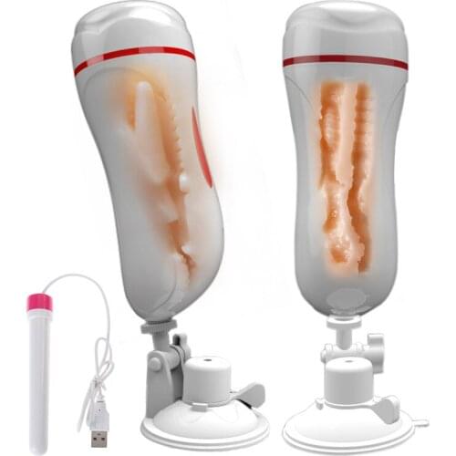 Airplane Cup+UBS Heater Rod Blowjob Vibrator Realistic Pussy Pocket Male Masturbation Cup Wanle Love Cup Adult Sex Toy For Man