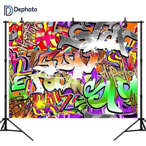 DePhoto Graffiti Hip-hop Theme Wall Seamless Vinyl Photography Backdrop Photo Background Studio Prop PGT124