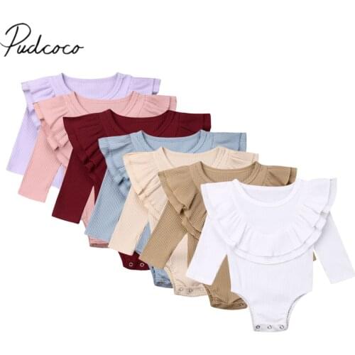 2019 Baby Spring Autumn Clothing Newborn Baby Girl Boys Ribbed Solid Bodysuit Long Sleeve Jumpsuit Playsuit Outfit Clothes 0-24M