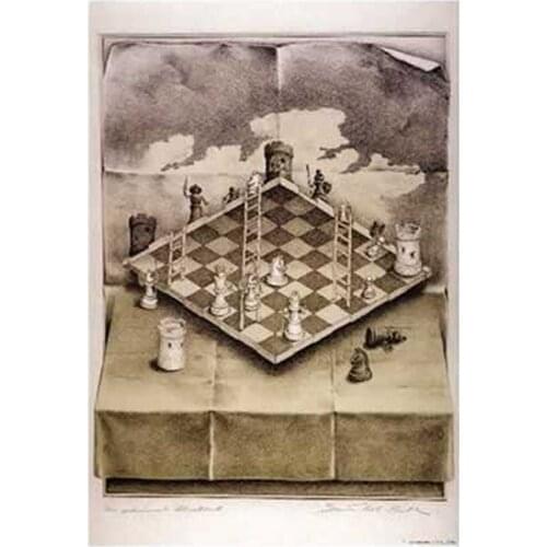 Home Decor Folded Chess Set ative-Silk Art Poster Wall Sticker Decoration Gift