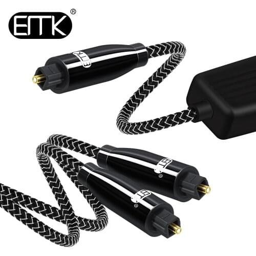 EMK Optical Splitter Audio Cable SPDIF Toslink Fiber 1 in 2 out Speaker DVD TV Amplifier Xbox360 PS4 Soundbox Splitter Cable