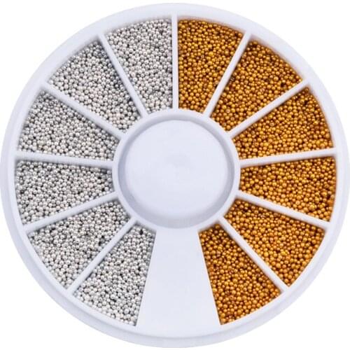 Hot Gold Silver Tiny Circle Beads Nail Wheel Set DIY 3D Caviar Nail Tips Decoration