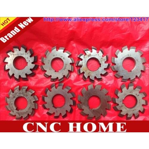 HSS Conical gear milling cutter module M2 NO1--NO8 8PCS A set Disk-shaped Gear Blades