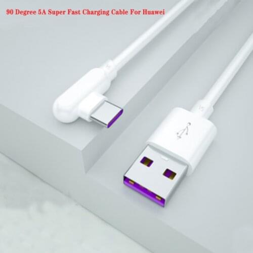 Huawei 5A USB Type C Cable Super Charging USB C Type- C Data Cord 90 Degree Port For Huawei P40 P30 P20 Pro Mate 20 30 40 Pro RS